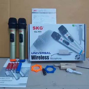 SKG ไมโครโฟน คู่ แบบมือถือ UHF ไร้สาย รุ่น SK-999 สีทอง  ไมค์ลอย ไมค์ลอยไร้สาย