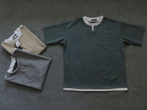 Áo Thun Nam Tay Ngắn Hai Lớp Bằng Vải Nỉ Sika Chất Lượng Cao Dáng Rộng Cỡ Lớn Cổ Vuông Thời Trang Thu Đông