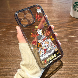Cute Cat Stack New Year Womens Style Silicone Phone Case  17/16 15/14Plus Transparent 13ProMax Autumn Winter 12Mini Lovely 11Cartoon XS Soft XR