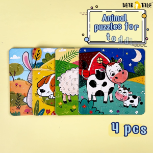 BEAR TALE Joyful Animal Puzzle for Toddlers Kids Puzzle Play  for Early Educational 4 in A Box