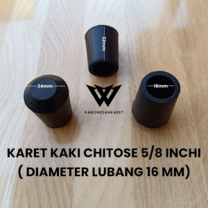(50pcs)Karet Chitose 5/8 Inci Diameter Lubang 16mm Karet Tutup Kaki Meja Kursi Rak Pipa Besi Bulat