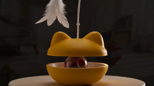 [WAREHOUSE CLEARANCE] Interactive Cat Toy Feather Teaser with Treat Dispensing Ball Pet Puzzle Play Toyvv