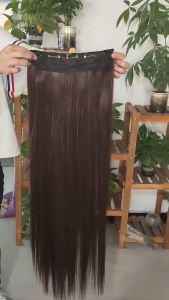 60cm/80cm /100cm Super Long Straight Hairpiece Invisible Natural Synthetic 5 Clip In One Pieces Hair Extensions