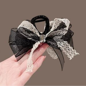 French Elegant Mesh Ribbon Hair Clip Fashion Bow Hair Clamp Hair Accessories for Women’s
