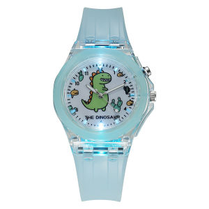 Cartoon Dinosaur Pattern Kids Watch Luminous Childrens Quartz Watch Casual Silicone Band Cute Boys Girls Wristwatches Clock