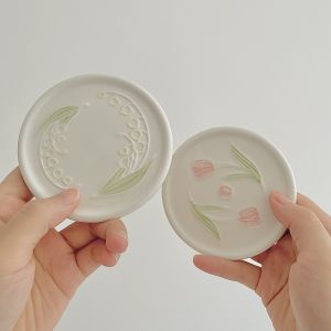 Tulip Ceramic Cup Lid 8cm Diameter Universal Tea Cup Coffee Mug Dustproof Cover China Made Dining Utensils Accessories