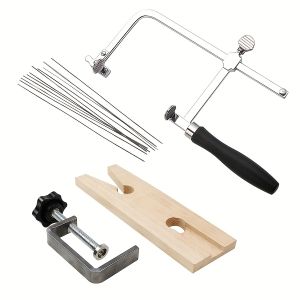 Adjustable Jewelry Saw Frame with V-Groove Clip Black Handle Tool Set for Precision Cutting DIY Wood and Jewelry Crafting Tools