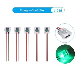 Aideepen | 5 CÁI 2Pin USB Type-C Đầu Nối Cái Có Đèn LED Cổng Nguồn Chống Nước 24AWG Dây Dẫn Cho Ổ Cắm Sạc