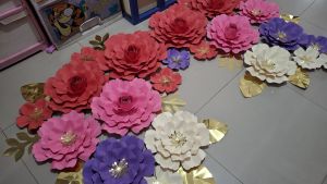 26pcs set Paper flowers backdrop decorations party supplies