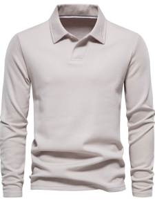 Áo Thun Polo Nam Tay Dài Màu Trơn Cổ Polo Thường Ngày Mùa Thu Đông Mới Về Cỡ Lớn Chất Liệu Cotton Pha Trộn Thương Hiệu Khác