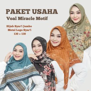 (PAKET HEMAT) Hijab Voal Miracle size 130x130 cm Syari