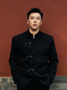 OUMULONG | Chinese Style Stand-up Collar Shoulder Pad Business Suit