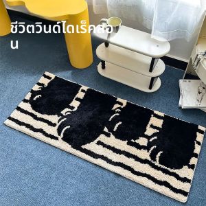 VIKAMA Cats Paw Faux Cashmere Rag พรมนุ่มสบายห้องนอนพรมข้างเตียงลอยพรมหน้าต่างตกแต่งบ้าน