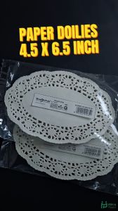 (isi 100 pcs) Paper Doyleys Oval 4.5" x 6.5" Inch Kertas Doilies 115 x 165 cm Alas Toples Renda Bulat White Dragon Pack