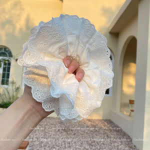 ยางรัดผมแบบเกาหลีสีขาวขนาดใหญ่สำหรับผู้หญิง