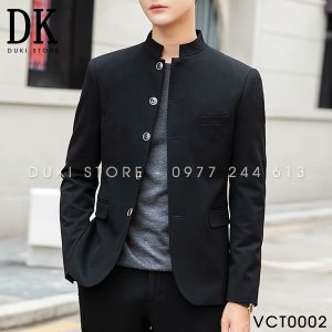 Áo vest nam cổ tàu màu đen cực cá tính VCT0002 - DUKI STORE