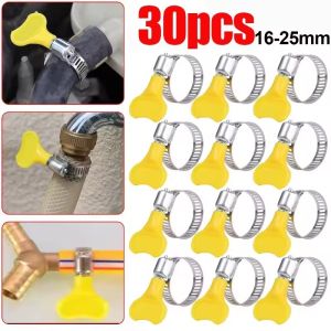 Polocat 16-25mm Stainless Steel Pipe Clips Adjustable Hose Clamps with Plastic Handle Worm Driving for Pipe Fuel Tube Faucet Fasteners 30pcs