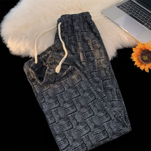 กางเกงลำลองผู้ชายผ้าคอร์ดูรอยลายสก็อตฤดูใบไม้ร่วง ทรงหลวม ทรงตรง ทรงหลวม ทรงหลวม กางเกงขายาวทรงหลวม ทรงหลวม