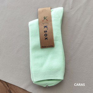 South Korea Dongdaemun Mint Green Socks Female Bunching Socks Pure Cotton Japanese Style Mid-Calf High Length Candy Pure Color All Year Round Trendy Ins