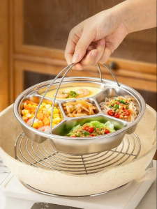 MODERN SWEETHOME | 3-Compartments Stainless Steel Steaming Plate