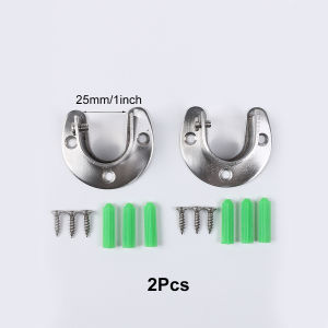 2Pcs Heavy Duty Stainless Steel Rod Socket Flange Rod Holder Pole Sockets Wardrobe Hanger Rod End Supports with Screws