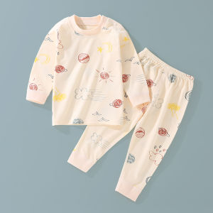 ชุดชุดชั้นในเด็กทารกผ้าฝ้ายแท้สำหรับฤดูใบไม้ผลิและฤดูใบไม้ร่วงชุดนอนให้ความอบอุ่นสำหรับเด็ก2ขวบเสื้อผ้าฤดูใบไม้ร่วงผ้าฝ้ายแท้สำหรับเด็กหญิง1ขวบ