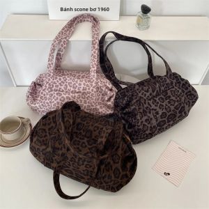 Túi Tote Họa Tiết Da Báo Cho Nữ Dung Tích Lớn Chất Liệu Da Lộn Túi Đeo Vai Thời Trang Túi Mẹ Bỉm Sữa Có Hai Dây Đeo Khóa Kéo Màu Hồng Nâu Xám