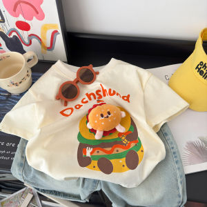 Childrens Summerwear Short Sleeve T-Shirt Loose Cartoon Base Shirt Stylish Kids Fashion Dollwear All Ages Suitable round Neck