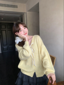 imimtuan | Áo Cardigan Dây Nơ Ren