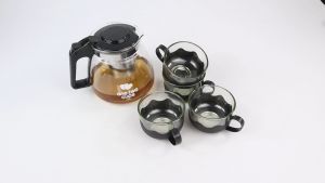 Tea Pot Saring set teko Pitcher dengan saringan infuser teh herbal with 4 Gelas cangkir