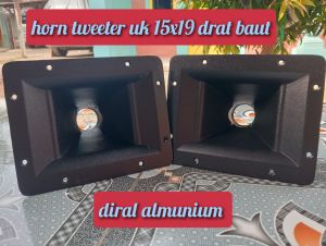 HORN TWEETER UK 15X19 TINGGI 11CM ALMUNIUM/DIRAL MULTI DRAT BAUT WARNA HITAM DOF