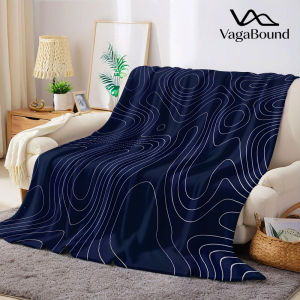 BILIBILI | Navy Contour Lines Flannel Blanket Warm Soft Halloween Christmas Decorative Couch Warm Cozy All-Season Gift