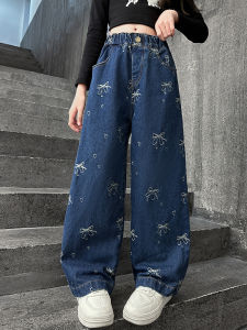 Fashionable Wide Leg Jeans for Girls Autumn New Style Childrens Clothing Straight Cut Kids Spring Autumn Pants Trendy Denim