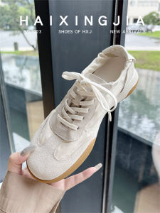 HaiXingJia Heart Throbbing Ballet Academy Style Soft Leather Breathable Casual Sports White Shoes Cross Buckle round Toe Flat Heel