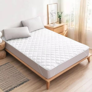 WQSPRING 100% Waterproof Mattress Cover Protector 3D Air Fabric Quilted Mattress Topper Soft Jacquard Fitted Bed Sheet Bed Cover