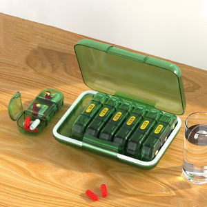 Portable Japanese Style Travel Medicine Box Daily Three Meals on the Go Medicine Storage Box Week Long Drug Partition Box