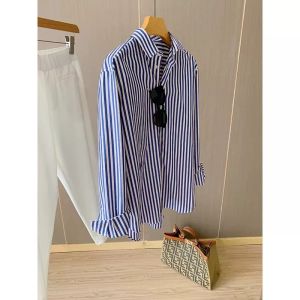 V.C.I | French Classic Design Blue White Stripes Ladies Shirt