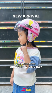 Helm Anak Retro Chips Karakter Dino Usia 1-5 Tahun Laki-Laki Perempuan TK PAUD