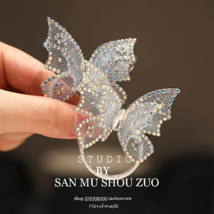Elegant Butterfly Hair Clip with Water Diamonds for Girls Childrens Hair Accessories New 2025 Stylish Baby BB Headwear