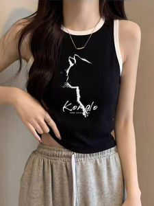 American Style Strap Vest Womens Color Block Summer New Outerwear Sleeveless Base Unique Exquisite Small Top Cotton Polyester Elastic Fiber