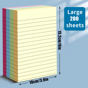 200sheets Line Sticky Notes 4 Colors Portable Student Note Marker Writing Sticky Notes Self-Adhesive Easy To Apply Notepad