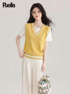 puella | Design V-neck Illusion Two-piece Knit Tee