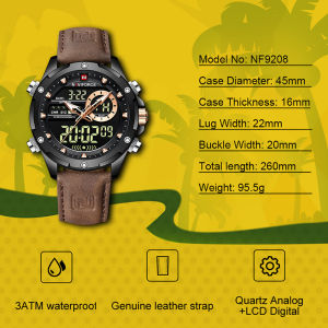 Naviforce | New NAVIFORCE Men Watches Quartz Chronograph Business Genuine Leather Luxury Brand Luminous Wristwatch Analog Digital Male Clock