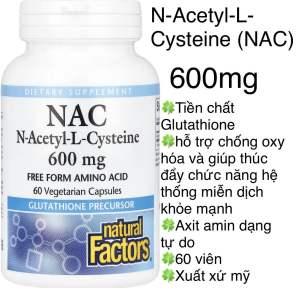 Viên N-Acetyl-L-Cysteine (NAC) 600mg Natural factors