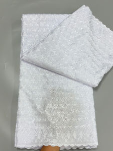 Pure White African Man Cotton Lace Fabrics 2024 High Quality Swiss Voile Lace Fabric Nigeria Lace Fabric For Women Dress Party