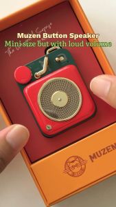 (กระเป๋าผ้าสักหลาด ฟรี)MUZEN Button Mini MW-P1I Candy ลำโพงบลูทูธไร้สายแบบพกพา สีแดงเข้ม