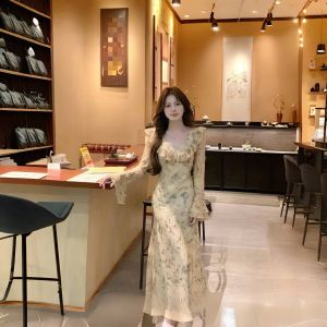 First Girl - French Floral Beuatiful Dress For Women’s Spring And Autumn New Fashion Trendy Floral Long Skirt - G052