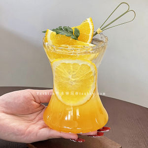 Niche Style Ins Style Glass Ice American Coffee Cup Creative Stripes Waist-Tight Stylish Fruit Drink Cup Bubble Water Cup