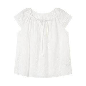 NIHAOKANONG | Áo Sơ Mi V-Neck Thêu Có Dây Kéo