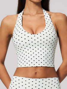 QYUED | Polka Dot Halter Neck Open Back Yoga Exercise Vest